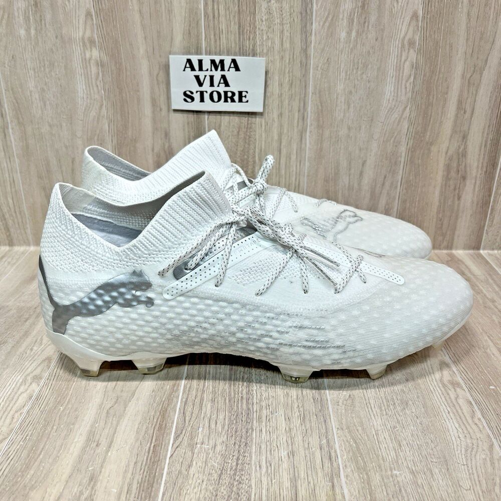 Puma Men’s 11.5 FUTURE 7 ULTIMATE FG/AG Soccer Cleats White/Silver 107916-04 NEW